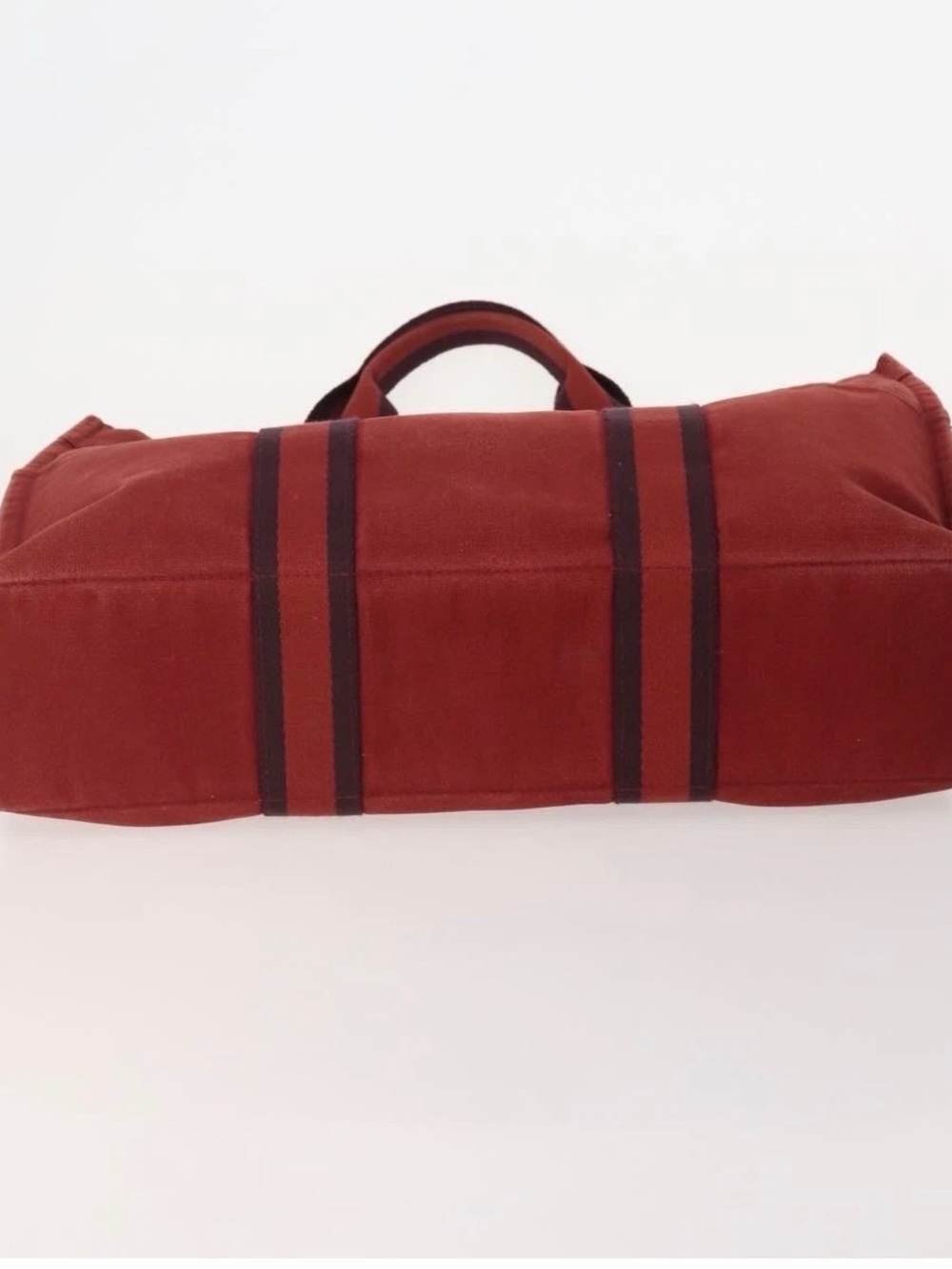 Hermes Canvas Weekender Bag in Red and Navy Straps